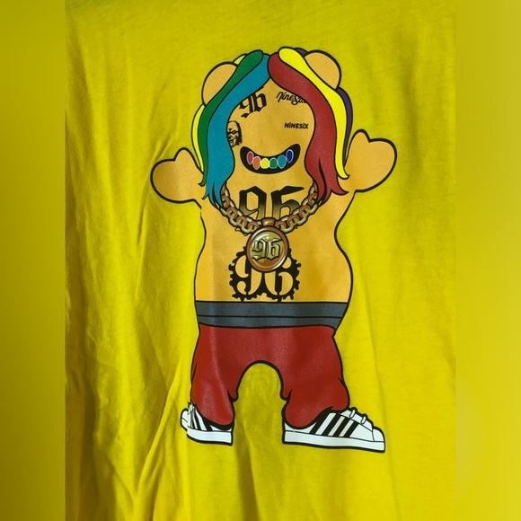 NWOT Grizzly Tekashi 6ix9ine 96 Bear 🐻 on Yellow Long Sleeve Tee - Size M - Picture 2 of 4